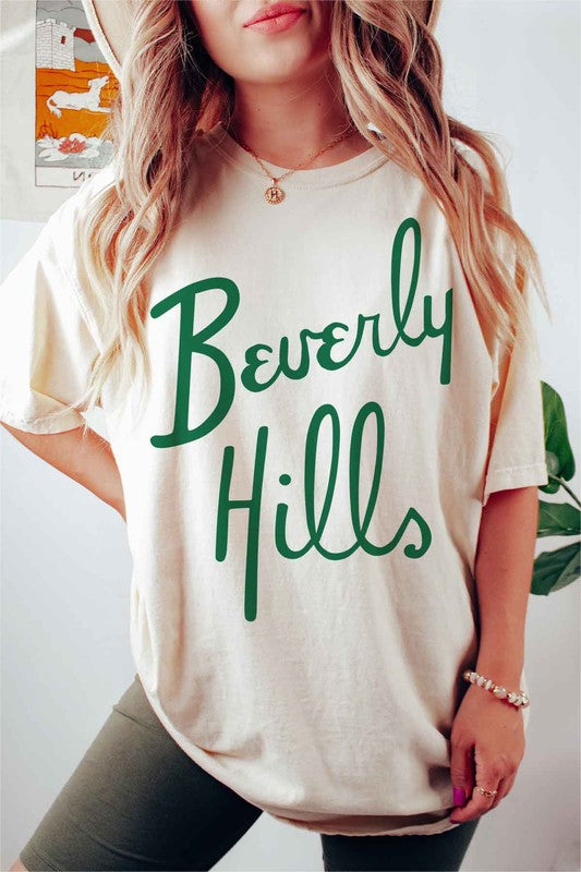 OVERSIZED BEVERLY HILLS GRAPHIC TEE - lolaluxeshop