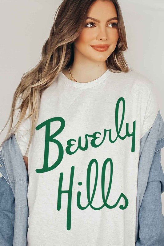 OVERSIZED BEVERLY HILLS GRAPHIC TEE - lolaluxeshop