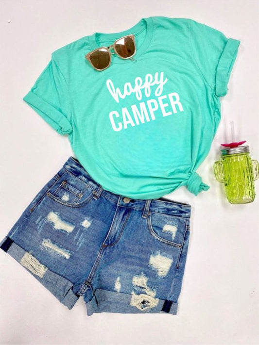 Happy Camper Words Crewneck Tee - lolaluxeshop