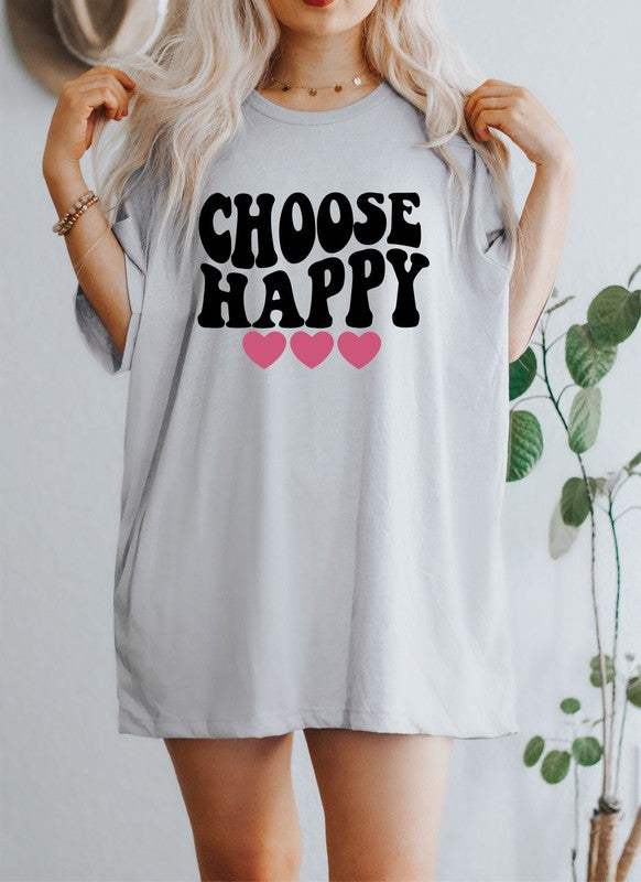 Choose Happy with Hearts Graphic Tee - lolaluxeshop