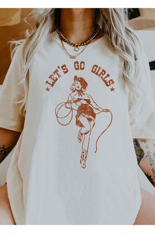 LETS GO GIRLS WESTERN OVERSIZED GRAPHIC TEE - lolaluxeshop