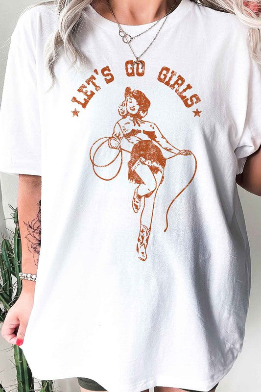 LETS GO GIRLS WESTERN OVERSIZED GRAPHIC TEE - lolaluxeshop