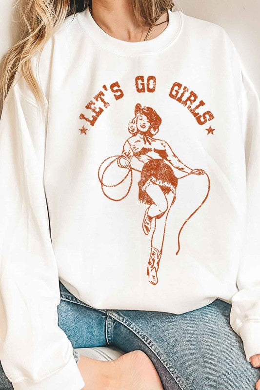 LETS GO GIRLS WESTERN OVERSIZED GRAPHIC SWEATSHIRT - lolaluxeshop