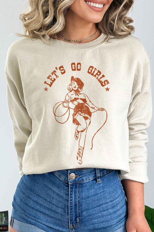 LETS GO GIRLS WESTERN OVERSIZED GRAPHIC SWEATSHIRT - lolaluxeshop