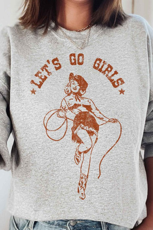 LETS GO GIRLS WESTERN OVERSIZED GRAPHIC SWEATSHIRT - lolaluxeshop