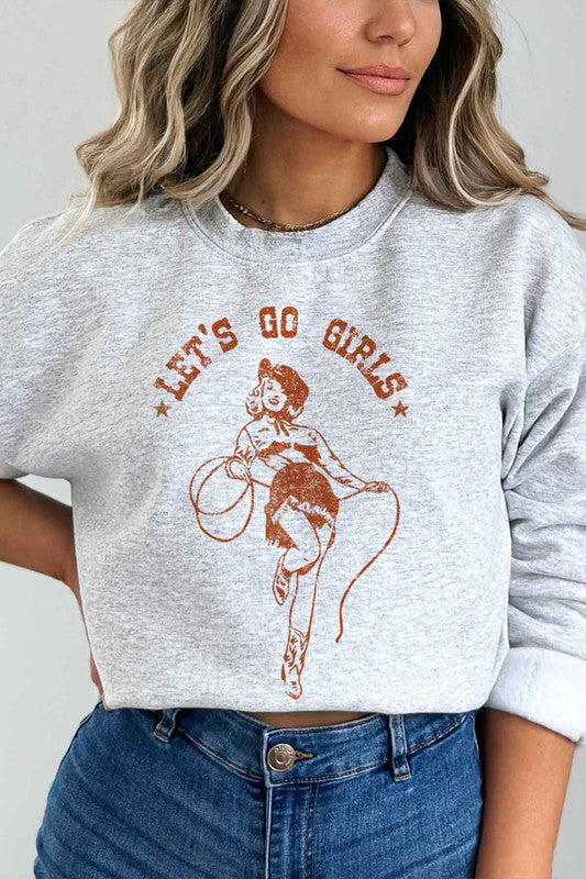 LETS GO GIRLS WESTERN OVERSIZED GRAPHIC SWEATSHIRT - lolaluxeshop