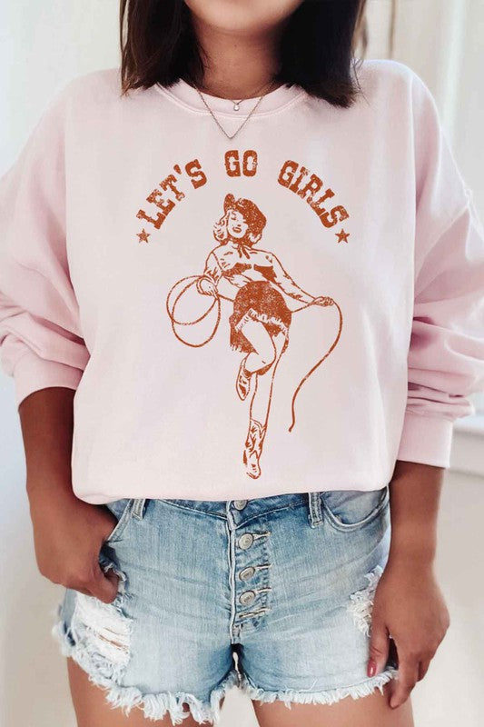 LETS GO GIRLS WESTERN OVERSIZED GRAPHIC SWEATSHIRT - lolaluxeshop