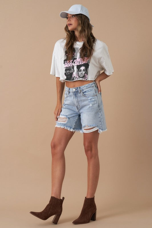 High Rise Bermuda Denim Shorts - lolaluxeshop