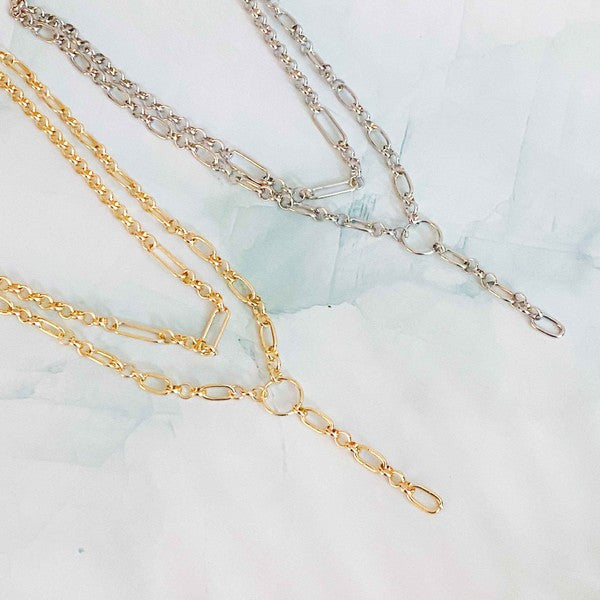 T Drop Layered Chain Necklace - lolaluxeshop