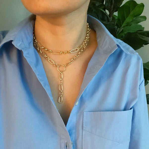 T Drop Layered Chain Necklace - lolaluxeshop