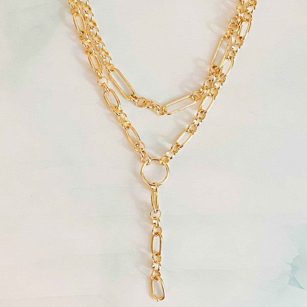 T Drop Layered Chain Necklace - lolaluxeshop