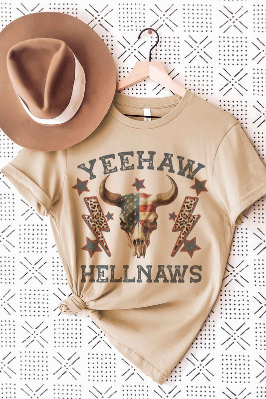 YEEHAW HELLNAWS RETRO LONGHORN GRAPHIC TEE - lolaluxeshop