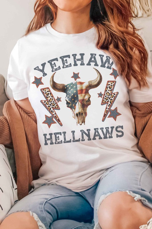 YEEHAW HELLNAWS RETRO LONGHORN GRAPHIC TEE - lolaluxeshop