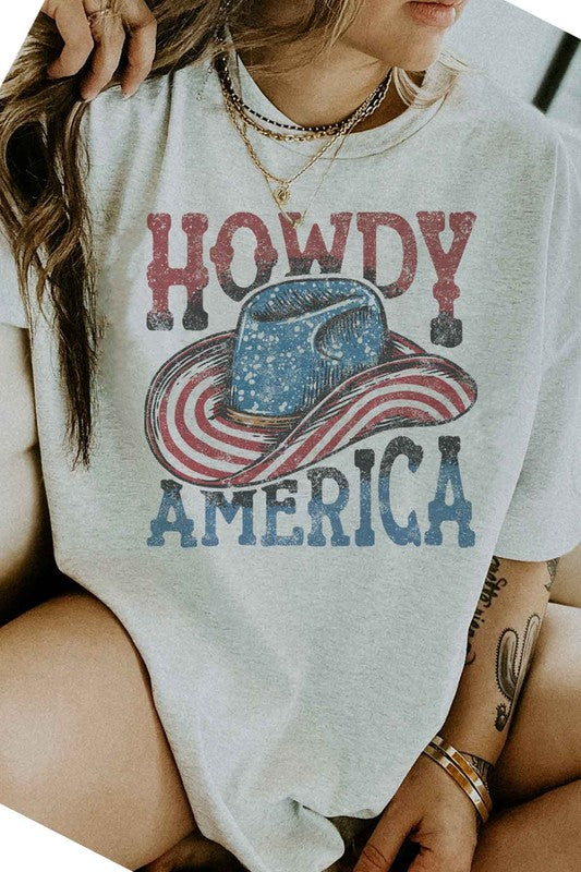 HOWDY AMERICA USA GRAPHIC PLUS SIZE TEE - lolaluxeshop