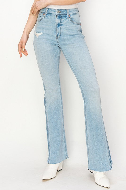 HIGH RISE BOOT CUT W/COLOR PANEL DETAIL JEANS - lolaluxeshop