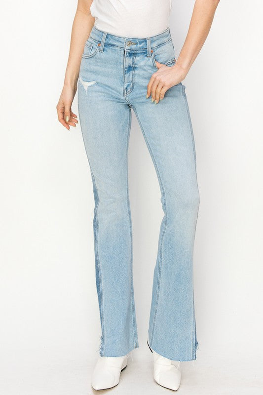 HIGH RISE BOOT CUT W/COLOR PANEL DETAIL JEANS - lolaluxeshop