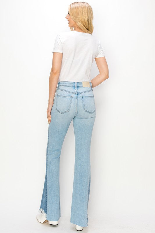 HIGH RISE BOOT CUT W/COLOR PANEL DETAIL JEANS - lolaluxeshop