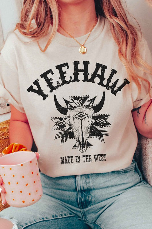 YEEHAW AZTEC LONGHORN GRAPHIC TEE - lolaluxeshop