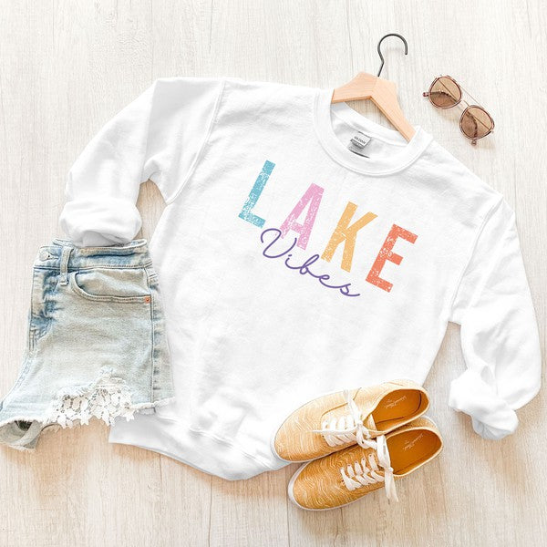 Lake Vibes Cursive Graphic Sweatshirt - lolaluxeshop