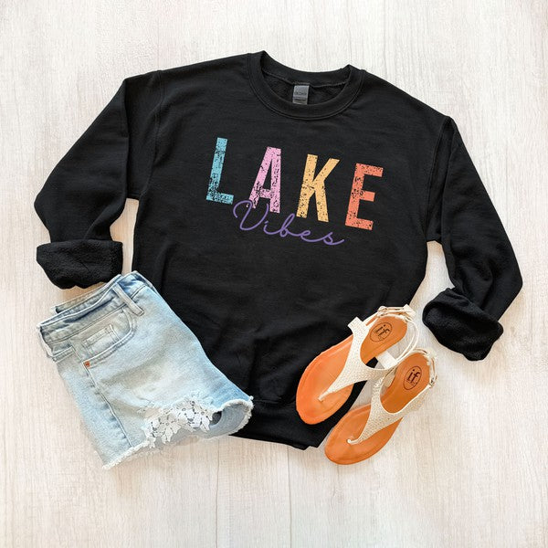 Lake Vibes Cursive Graphic Sweatshirt - lolaluxeshop