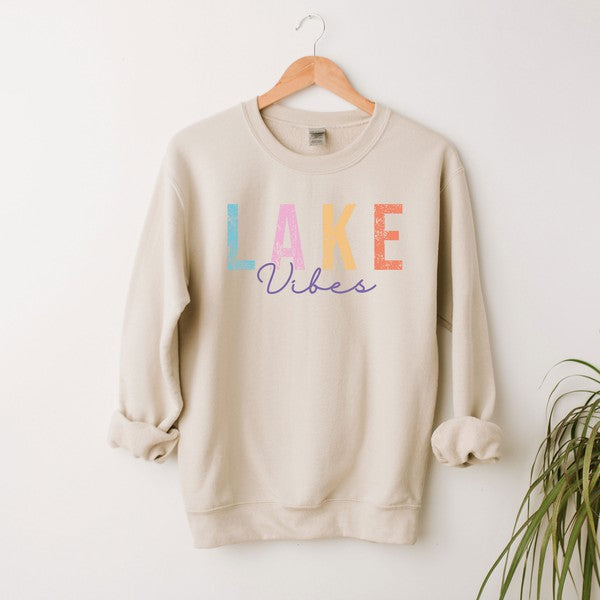 Lake Vibes Cursive Graphic Sweatshirt - lolaluxeshop