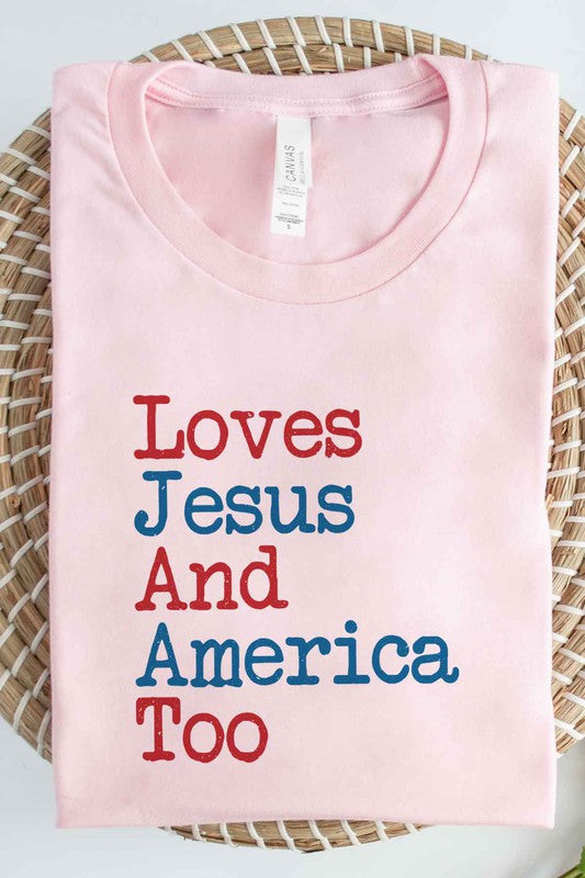 LOVES JESUS AND AMERICA TOO GRAPHIC PLUS SIZE TEE - lolaluxeshop