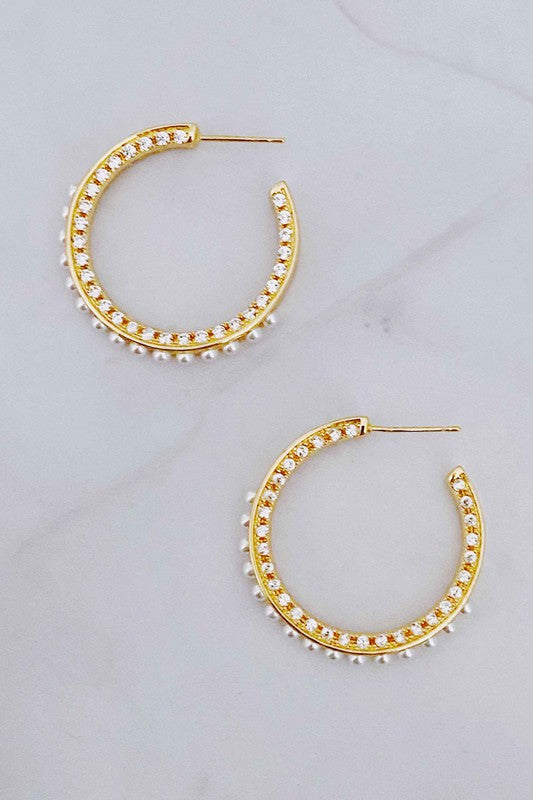 Classy Lady Pearl Hoop Earrings - lolaluxeshop