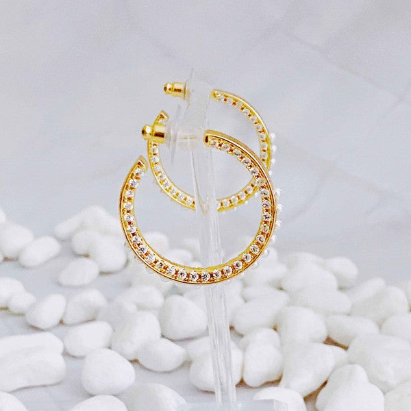 Classy Lady Pearl Hoop Earrings - lolaluxeshop