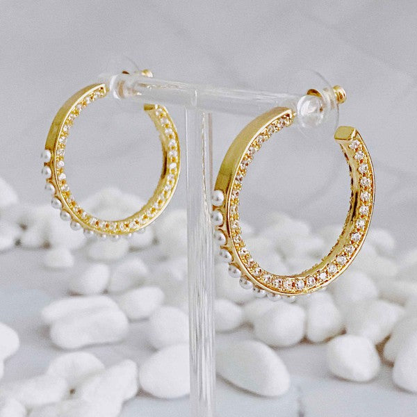 Classy Lady Pearl Hoop Earrings - lolaluxeshop