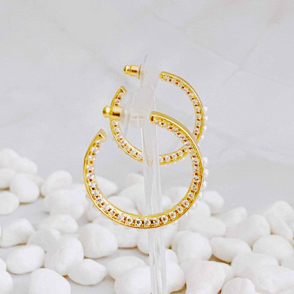 Classy Lady Pearl Hoop Earrings - lolaluxeshop