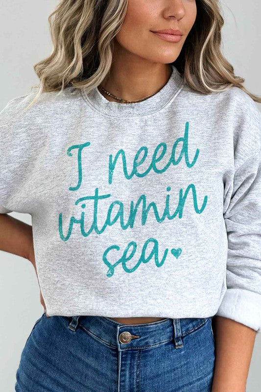 I NEED VITAMIN SEA OVERSIZED GRAPHIC SWEATSHIRT - lolaluxeshop