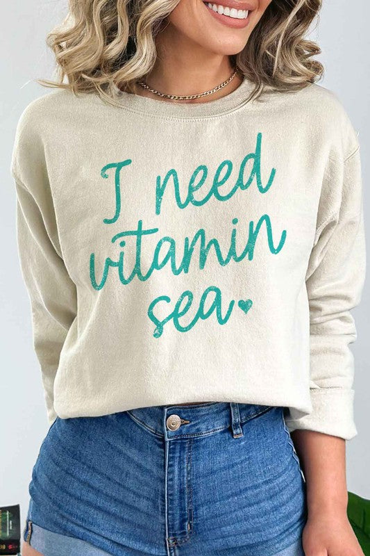 I NEED VITAMIN SEA OVERSIZED GRAPHIC SWEATSHIRT - lolaluxeshop