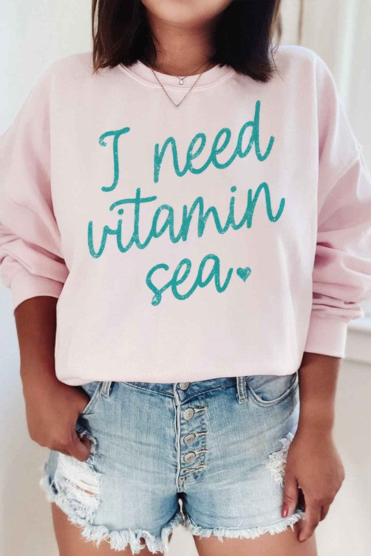 I NEED VITAMIN SEA OVERSIZED GRAPHIC SWEATSHIRT - lolaluxeshop