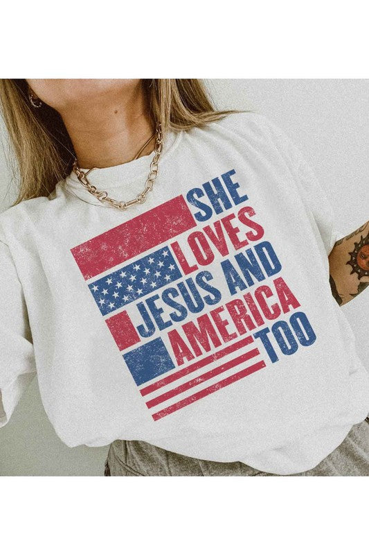 LOVES JESUS AND AMERICA GRAPHIC TEE / T-SHIRT - lolaluxeshop