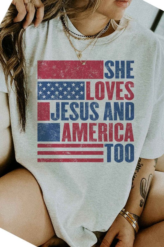 LOVES JESUS AND AMERICA GRAPHIC TEE / T-SHIRT - lolaluxeshop