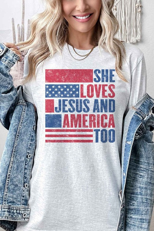 LOVES JESUS AND AMERICA GRAPHIC TEE / T-SHIRT - lolaluxeshop