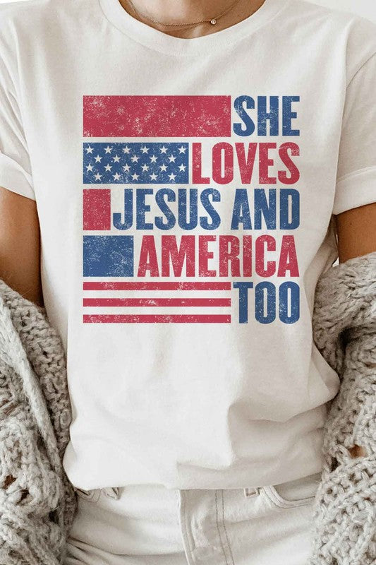 LOVES JESUS AND AMERICA GRAPHIC TEE / T-SHIRT - lolaluxeshop