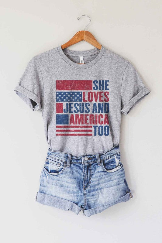 LOVES JESUS AND AMERICA GRAPHIC TEE / T-SHIRT - lolaluxeshop