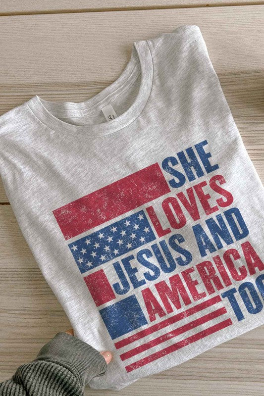 LOVES JESUS AND AMERICA GRAPHIC TEE / T-SHIRT - lolaluxeshop