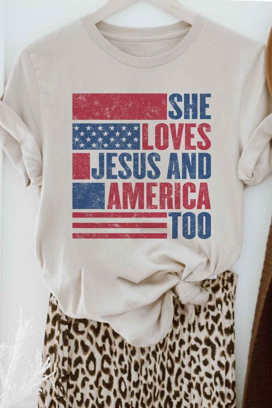 LOVES JESUS AND AMERICA GRAPHIC TEE / T-SHIRT - lolaluxeshop