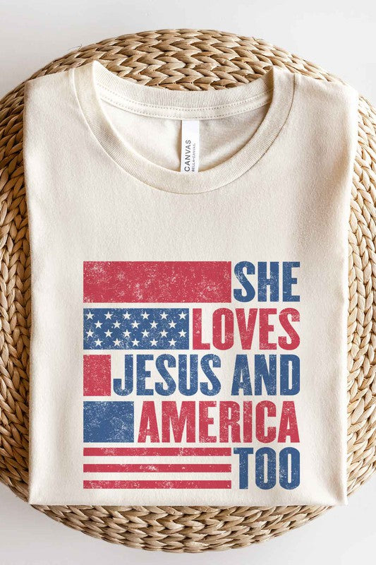 LOVES JESUS AND AMERICA OVERSIZED TEE / T-SHIRT - lolaluxeshop