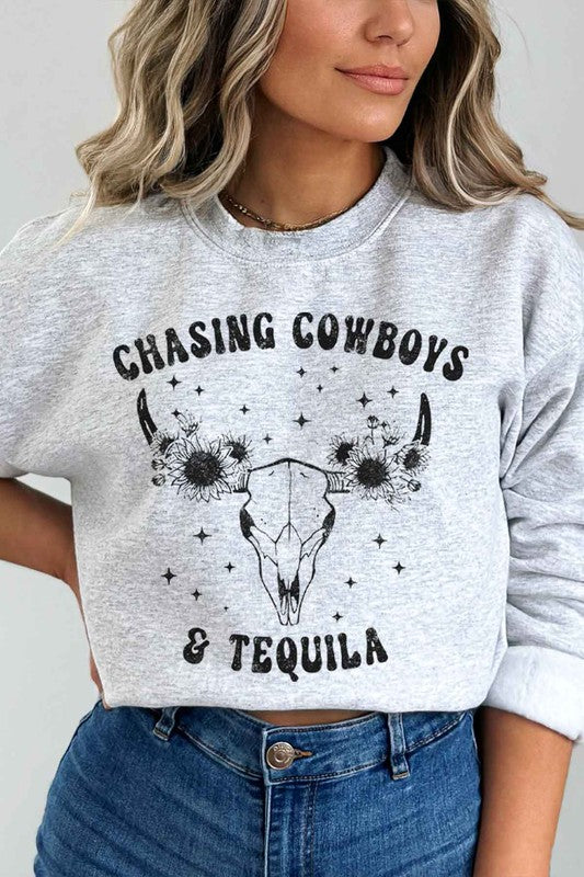 COWBOYS AND TEQUILA GRAPHIC SWEATSHIRT - lolaluxeshop