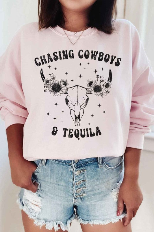 COWBOYS AND TEQUILA GRAPHIC SWEATSHIRT - lolaluxeshop