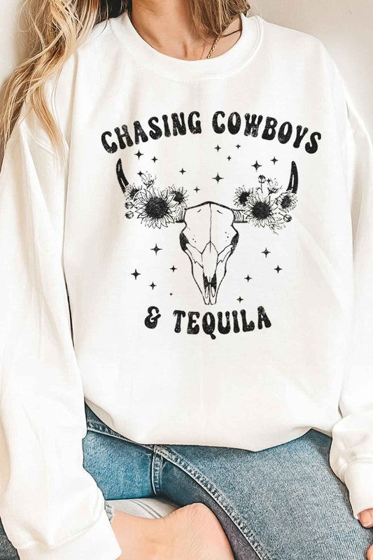 COWBOYS AND TEQUILA GRAPHIC SWEATSHIRT - lolaluxeshop