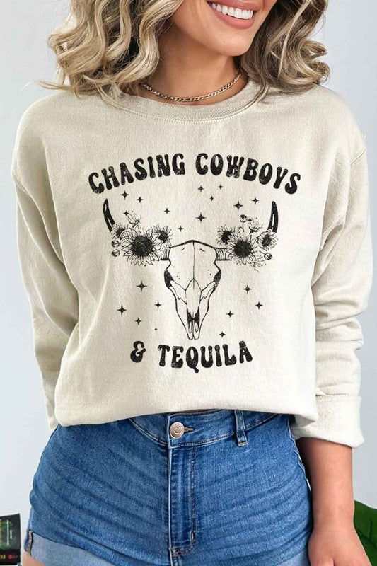 COWBOYS AND TEQUILA GRAPHIC SWEATSHIRT - lolaluxeshop