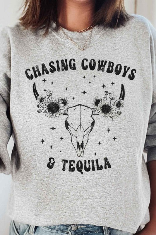 COWBOYS AND TEQUILA GRAPHIC SWEATSHIRT - lolaluxeshop