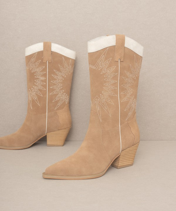 OASIS SOCIETY Halle - Paneled Cowboy Boots - lolaluxeshop