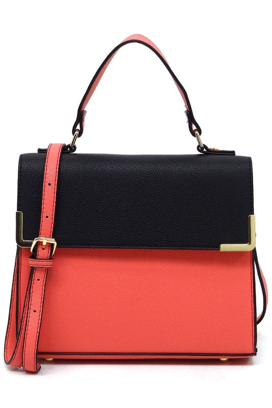 Colorblock Top Handle Satchel - lolaluxeshop