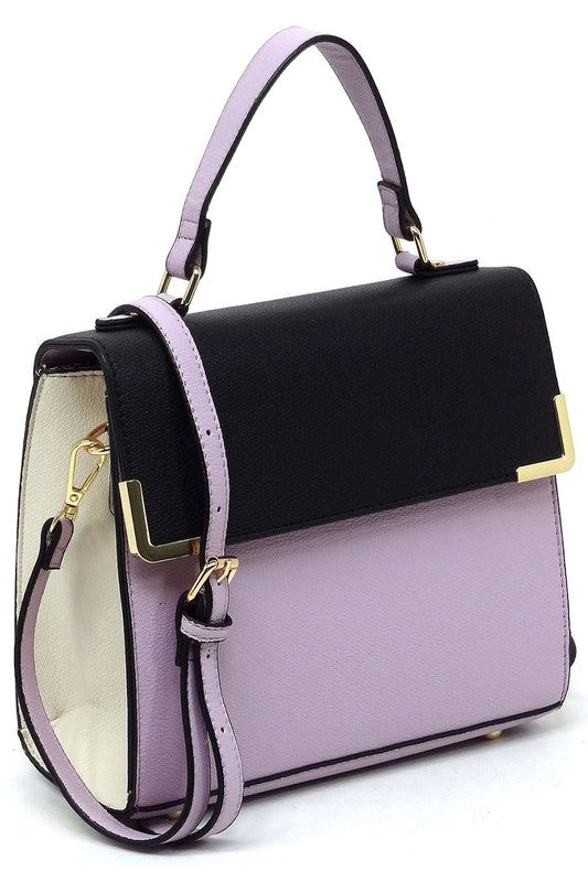 Colorblock Top Handle Satchel - lolaluxeshop