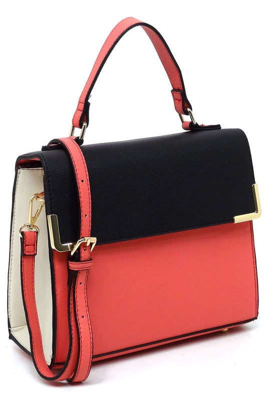 Colorblock Top Handle Satchel - lolaluxeshop